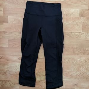 Lululemon Black Crop Mesh Laser Cut